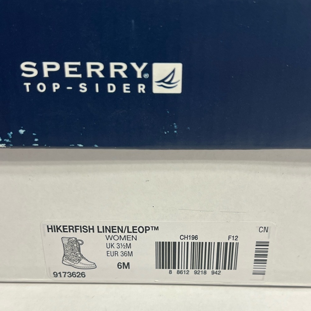 Sperry Topsider Hikerfish Leather Leopard Print Calf Hair Boots. Size 6 With Box - Picture 12 of 13